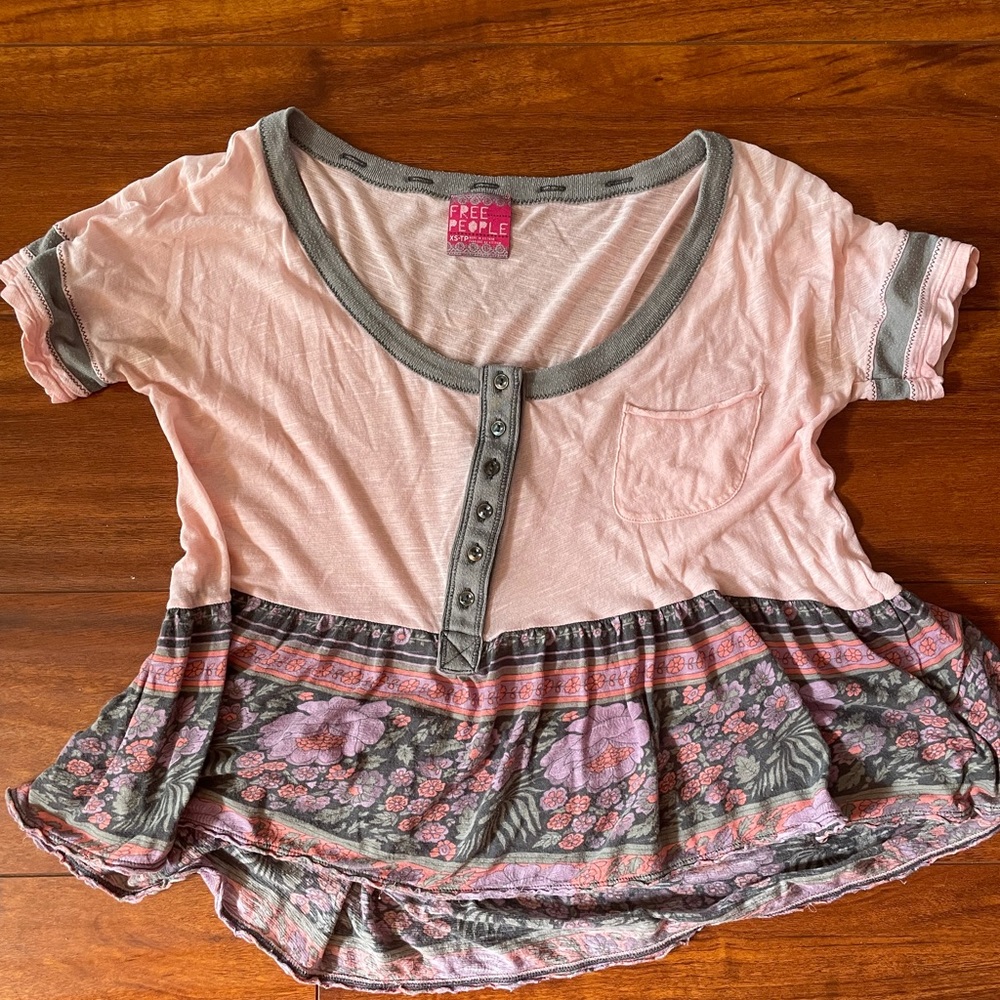 Free People Pink Floral Crop - Size XS